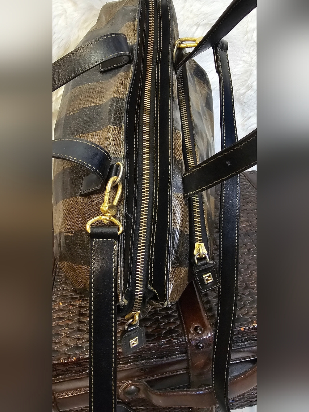 Fendi Pequin Check 2-Way Crossbody Bag With COA - Picture 6 of 16